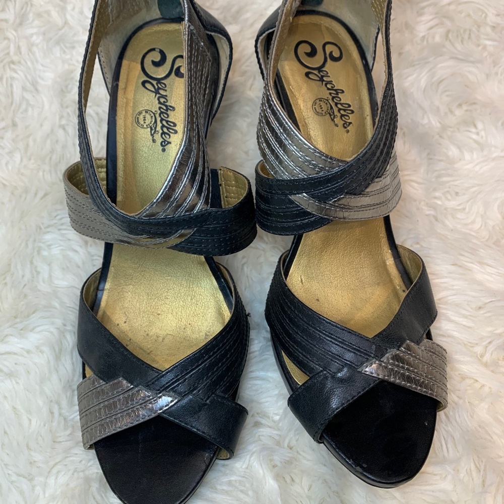 Silver and Black Strappy Heels